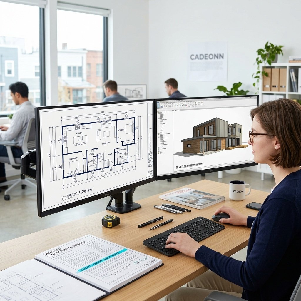 Architect drafting a residential floor plan