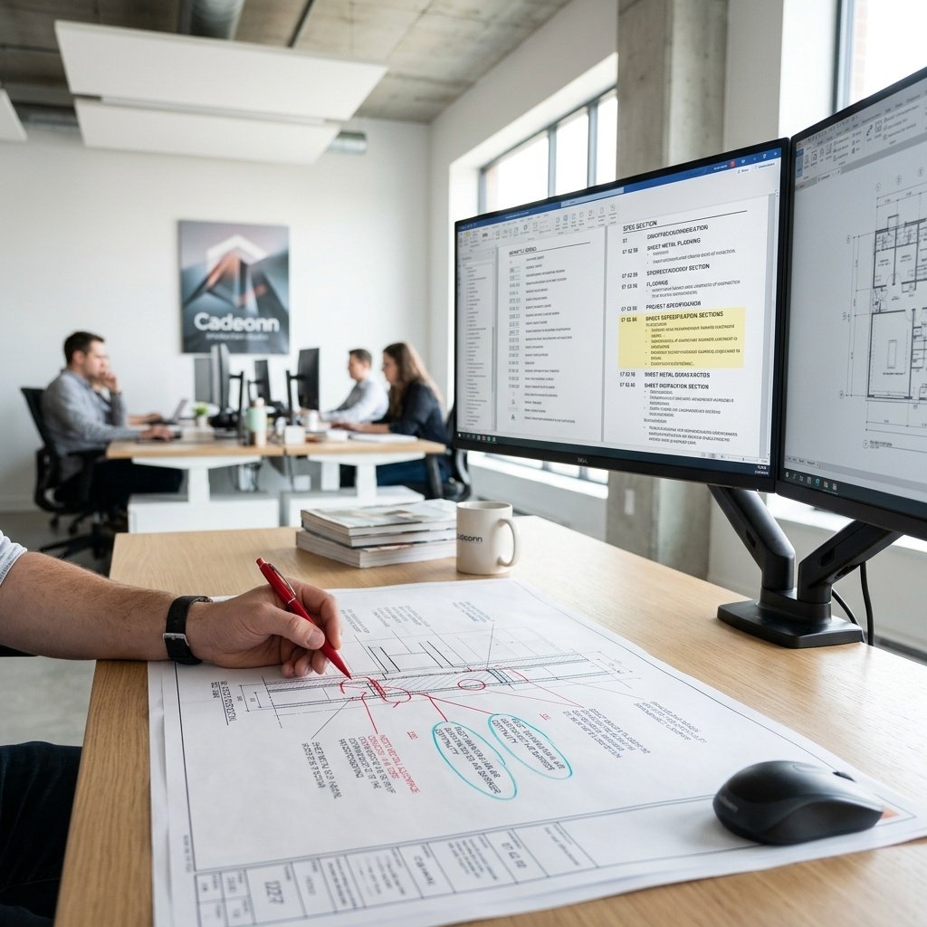 Architect reviewing construction documents