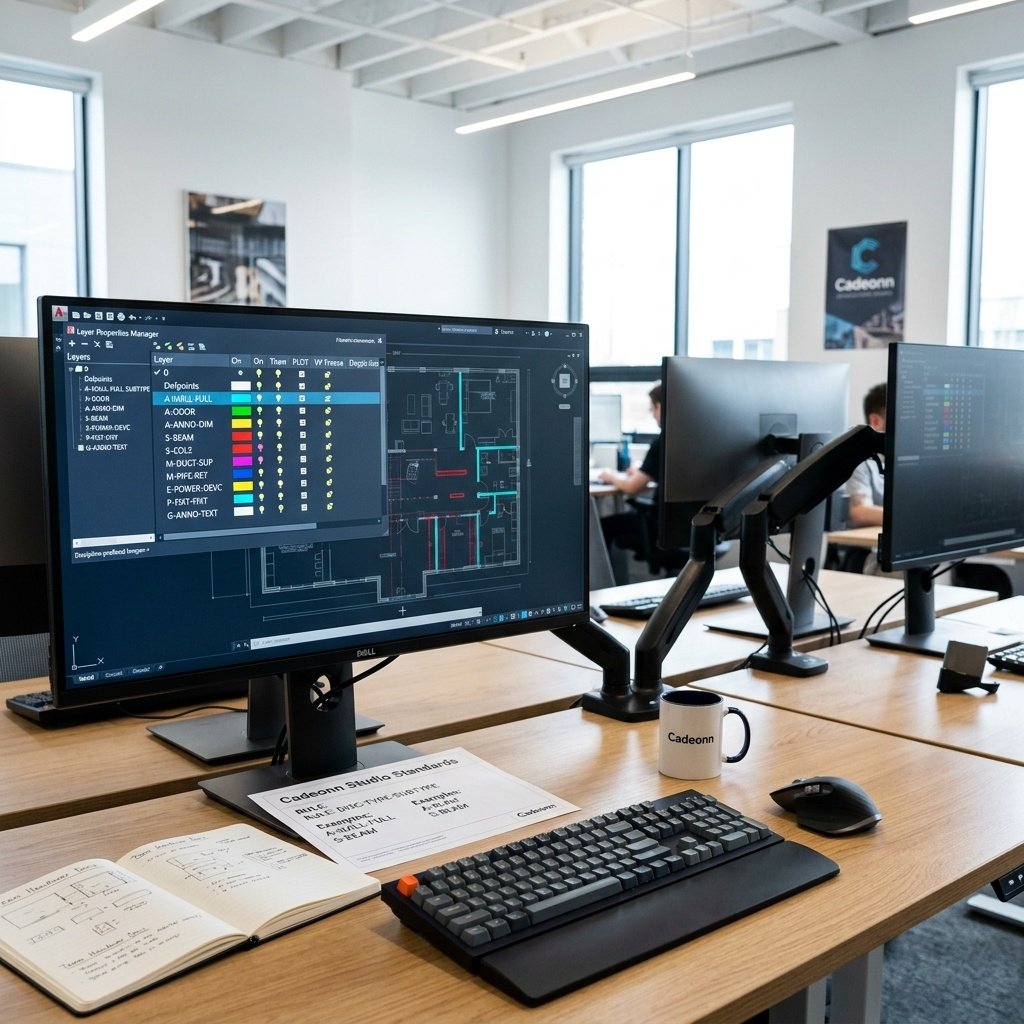 CAD layer setup on screen