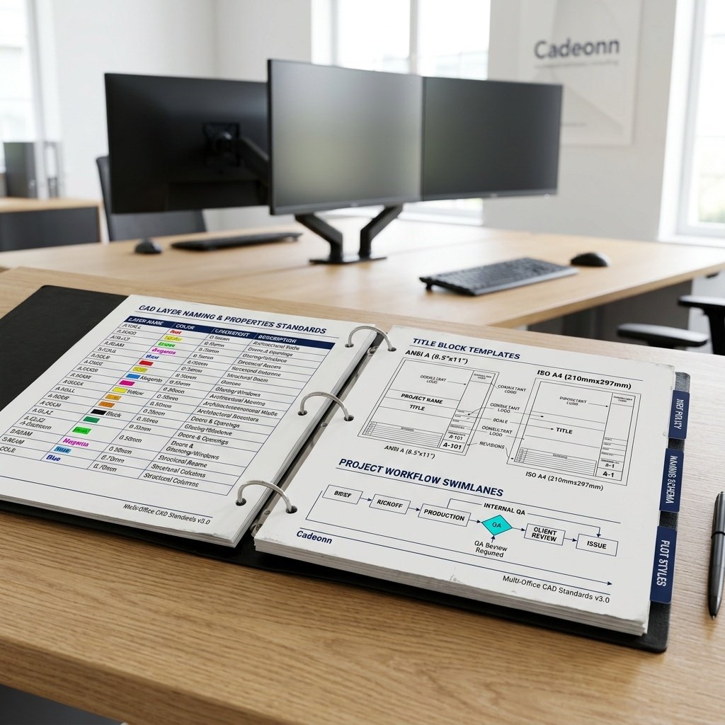 CAD standards audit comparing drawing sets across multiple offices$